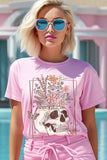 Floral Skull Graphic T Shirts