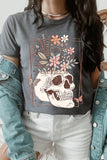 Floral Skull Graphic T Shirts