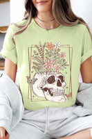 Floral Skull Graphic T Shirts