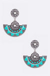 Embossed Fan Drop Western Earrings