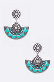 Embossed Fan Drop Western Earrings