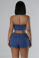 FASHION DENIM TWO PIECE SHORT SET