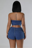 FASHION DENIM TWO PIECE SHORT SET