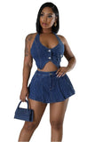 FASHION DENIM TWO PIECE SHORT SET