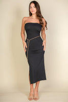 Solid Bodycon Split Hem Tube Dress