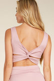 Twist Back Heavy Ribbed Crop Top-Pink