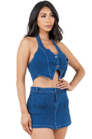 FASHION DENIM TWO PIECE SHORT SET