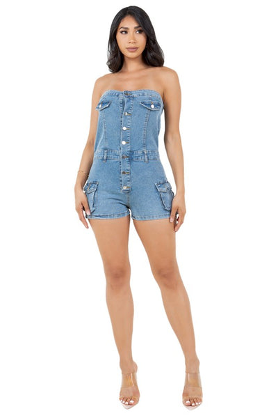 WOMEN FASHION DENIM ROMPERS