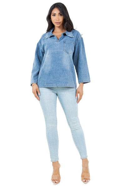 WOMEN FASHION DENIM TOP