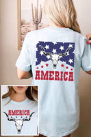 America Bull Skull Graphic T Shirts