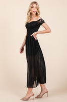 Lace Off Shoulder Chiffon Dress