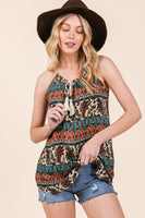 Front tie Sleeveless Woven Top