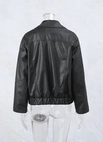 Faux leather bow biker jacket