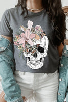 Floral Skull Graphic Tee