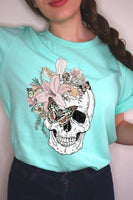 Floral Skull Graphic Tee