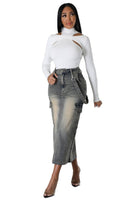 FASHION DENIM LONG SKIRTS