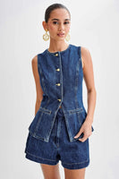 WOMEN FASHION DENIM TWO PIECE SET