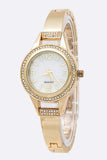 Crystal Bezel Bracelet Watch Set