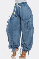 WOMEN FAHION HAREM STYLE DENIM PANTS