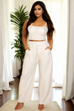 Plus Bustier Crop Cami Top & Pocket Straight Pants