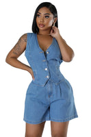 WOMEN FASHION DENIM TWO PIECE SET