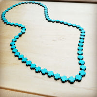 Long Turquoise Beaded Cross Necklace