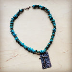 Natural Turquoise Collar Necklace w/ Cross Pendant