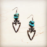 Copper Arrow Earrings w/ Natural Turquoise Chunks