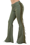 Texas Sun Bell Bottom Jean in Olive Made In: USA