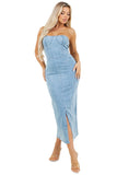 WOMEN FASHION LONG MAXI DENIM DRESS