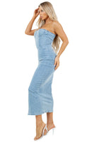 WOMEN FASHION LONG MAXI DENIM DRESS