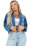 WOMEN FASHION CROP DENIM TRUCKER JACKET