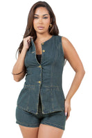 WOMEN FASHION DENIM TWO PIECE SET