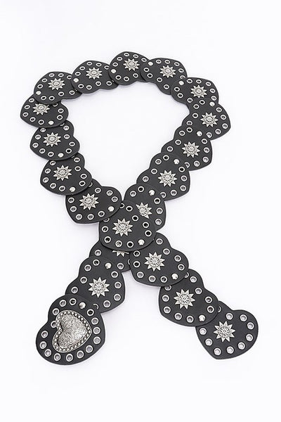 Heart Shape Buckle Western Studded Statement Belt