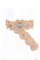 Heart Shape Buckle Western Studded Statement Belt