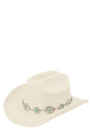 Silver and Turquoise Chain Accent Fedora Hat