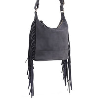 Faux Suede Fringe Crossbody Bag