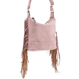 Faux Suede Fringe Crossbody Bag