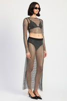 RHINESTONES MESH CROPPED COP