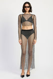 RHINESTONES MESH CROPPED COP