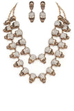 Crystal Skull Layer Statement Necklace Set