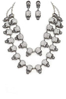 Crystal Skull Layer Statement Necklace Set