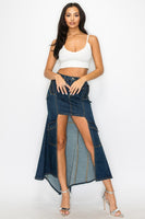 HI-LO DENIM SKIRT DARK