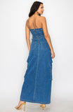 CARGO DENIM DRESS MEDIUM WASH