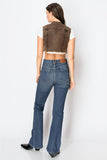 CORSET& ECO FABRIC HIGH RISE PHONE POCKET BOOTCUT