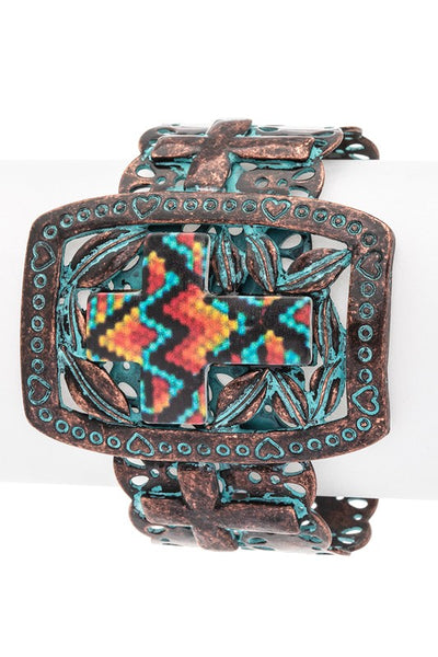 Aztec Print Western Oversize Cuff Bangle