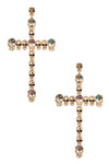 Crystal Skull Large Cross Drop Earrings