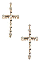 Crystal Skull Large Cross Drop Earrings