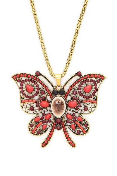 Crystal Butterfly Pendant Necklace