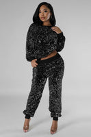 WOMEN FASHION SEQUIN TWO PIECE PANT SET